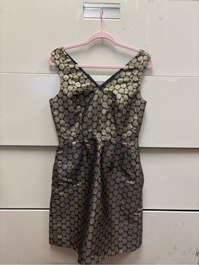 J. Crew Black Dress with Gold Polka Dot Jacquard